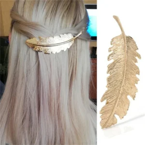 New Alloy Vintage Hair Clip Feather Leaf Shape Barrette Metal Hairpins for Women Korean Fashion Lady Headwear Hair Accessories